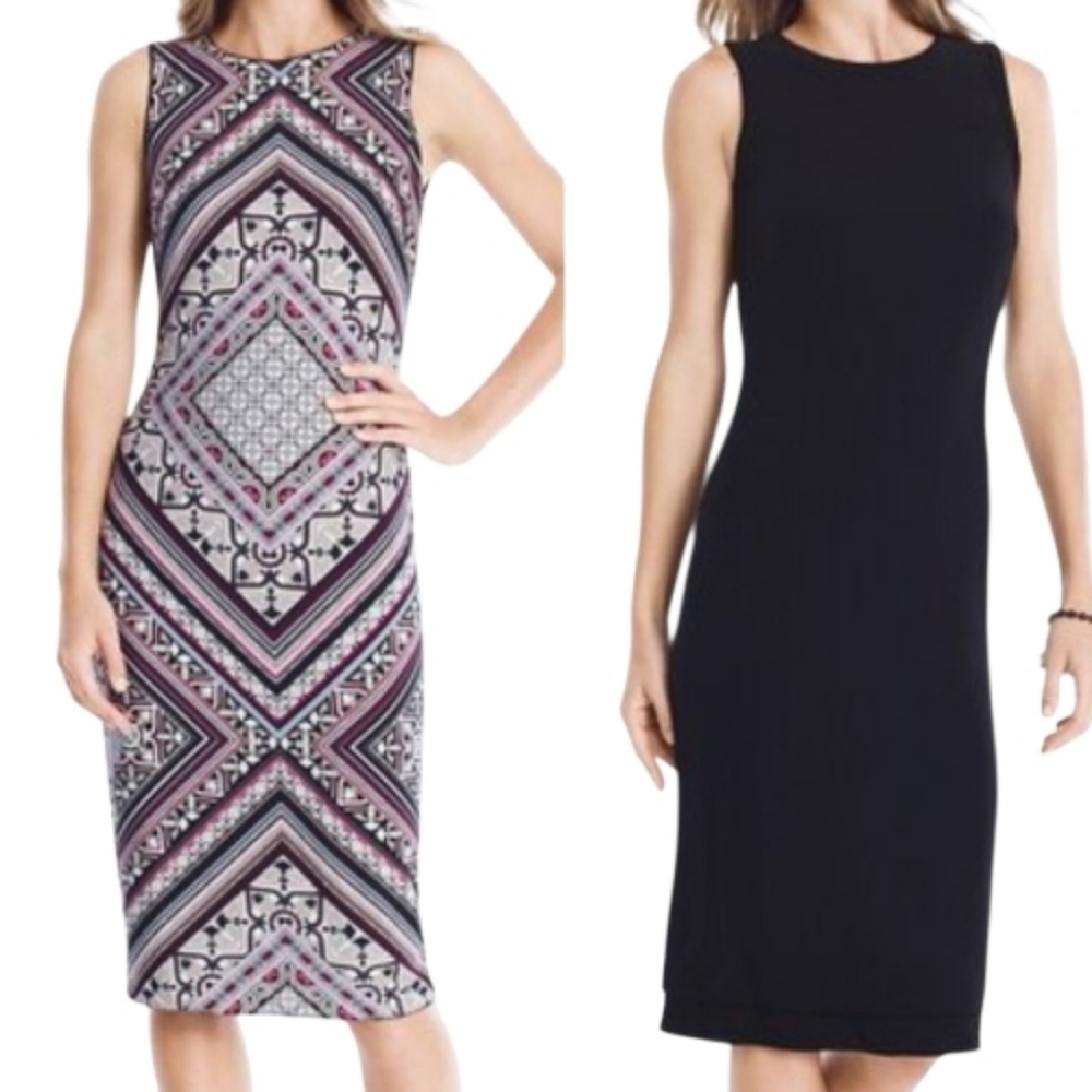 WHBM Reversible Graphic Jersey Sleeveless Midi Length Dress Size Medium‎
